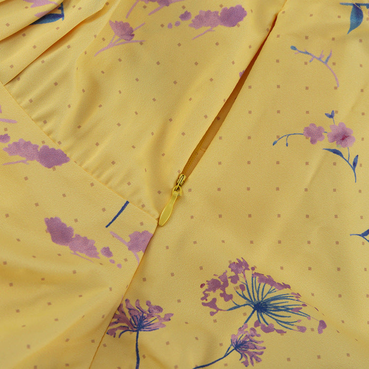 Sleeveless Deep V Print Dress