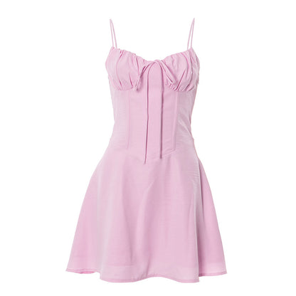 Sling Pleated Lace-up Desire Dress