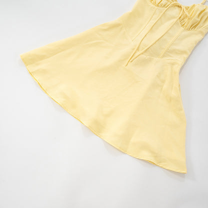 Sling Pleated Lace-up Desire Dress