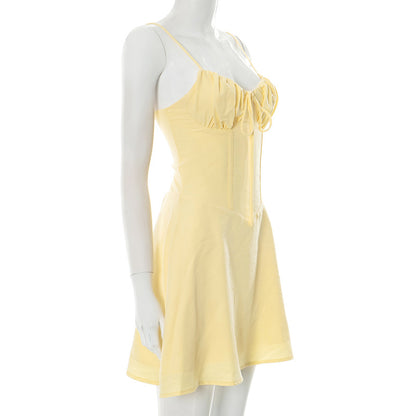 Sling Pleated Lace-up Desire Dress
