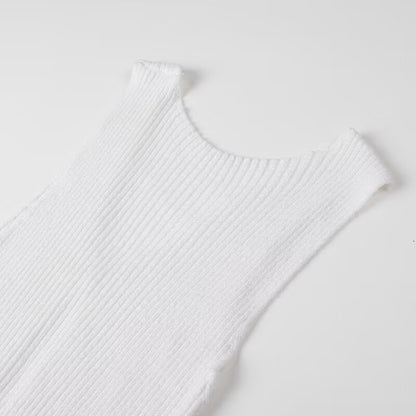 Slit V-neck Hollow Knitted Dress