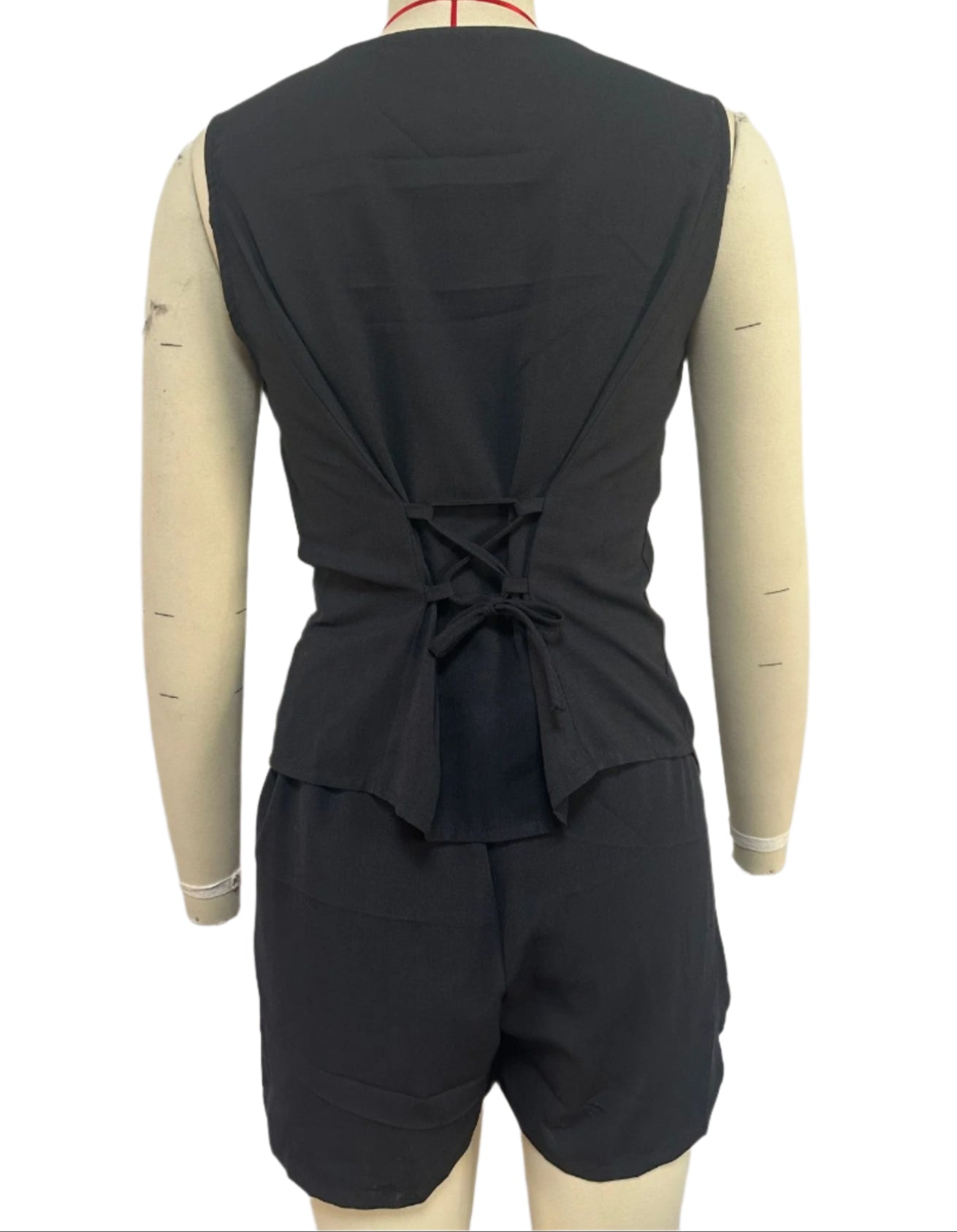 Solid Slanted Vest Shorts Set