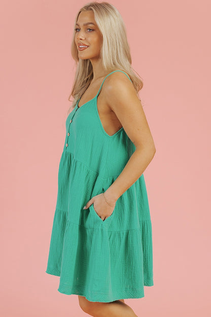 Solid Suspender Loose Casual Dress
