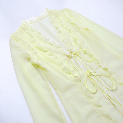 Ruffled Tie-Front Versatile Top