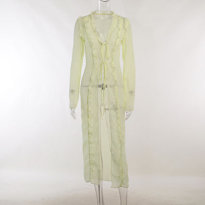 Ruffled Tie-Front Versatile Top