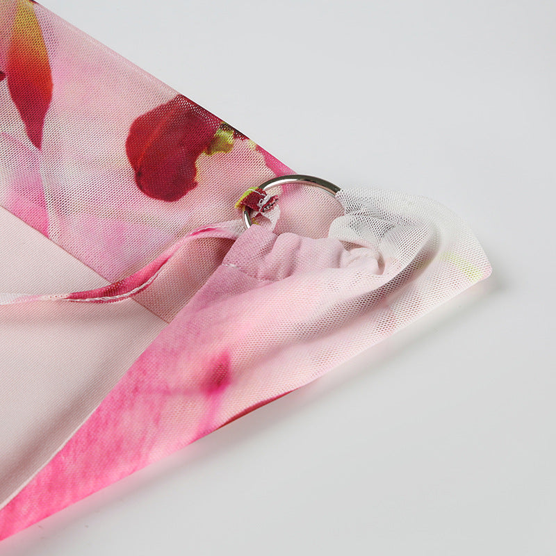 Stitching Flower Print Dress