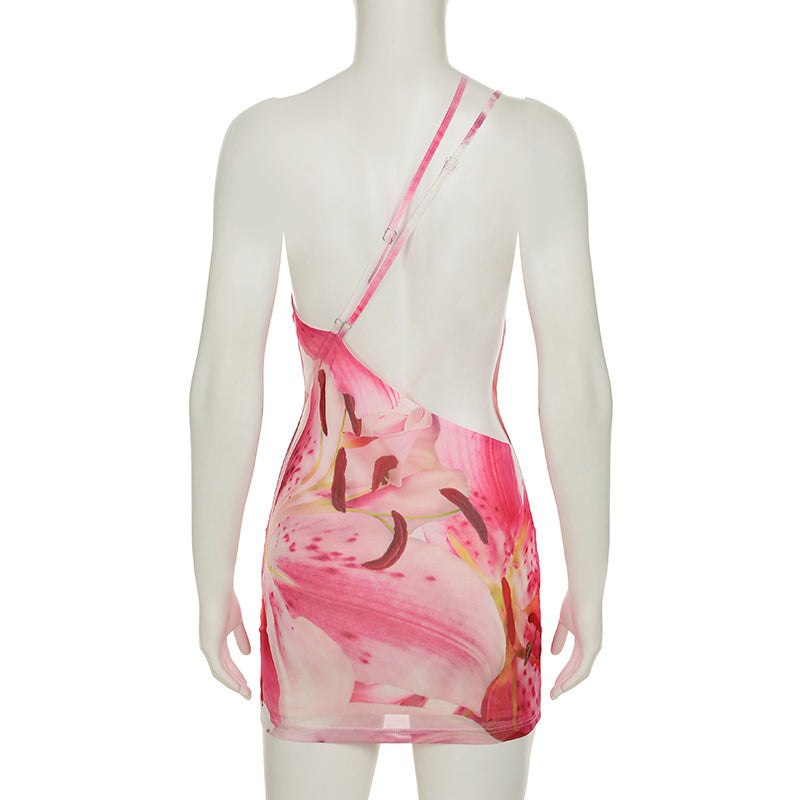 Stitching Flower Print Dress