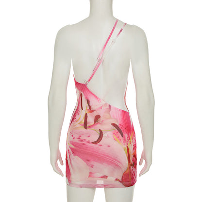 Stitching Flower Print Dress