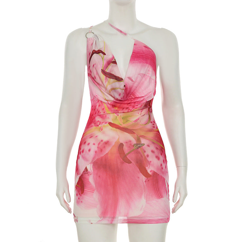 Stitching Flower Print Dress