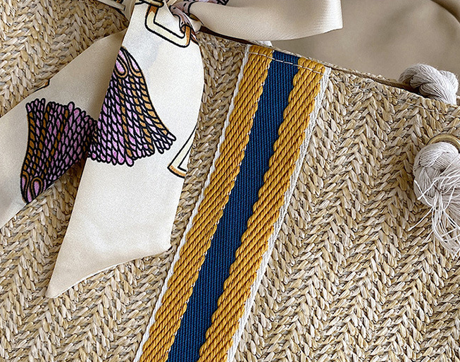 Stripe Large Straw Woven Bag