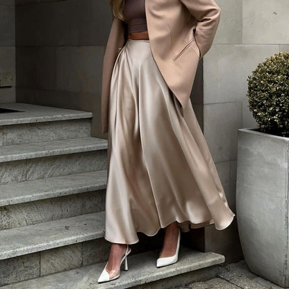 Graceful Satin Long Skirt