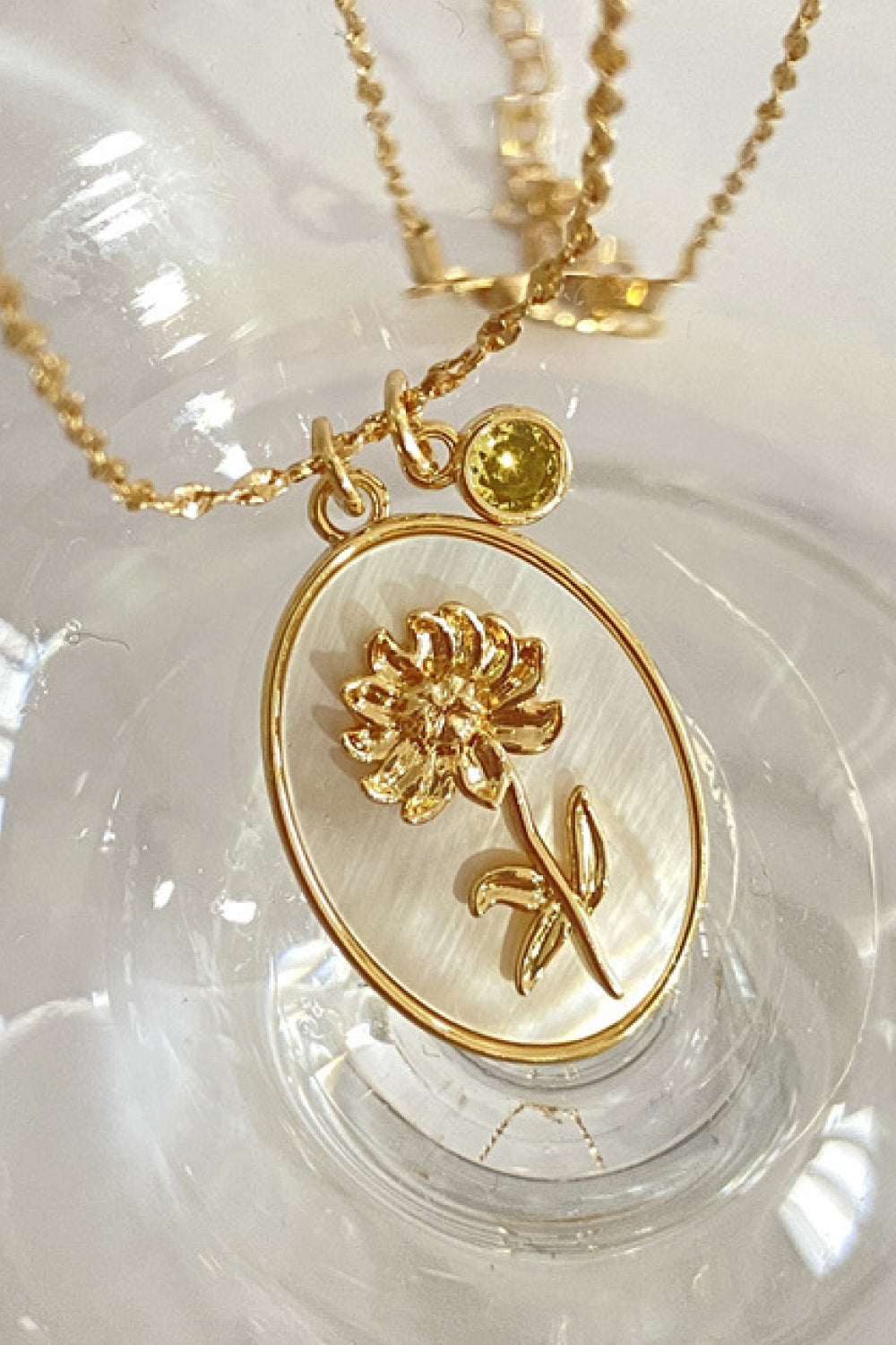 14K gold plated pendant necklaces with feminine floral nature-inspired design