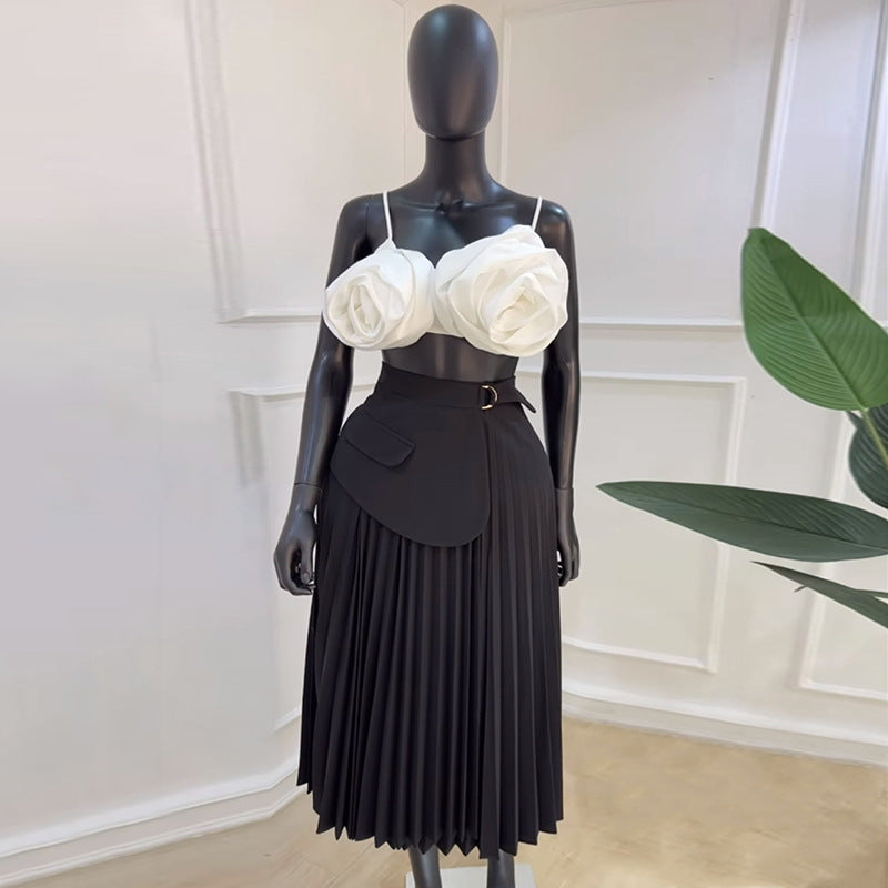 High Waist Irregular Pleated Skirt
