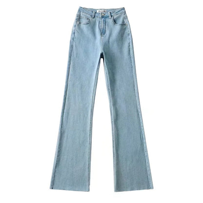 Raw Edge High Waist Flared Denim