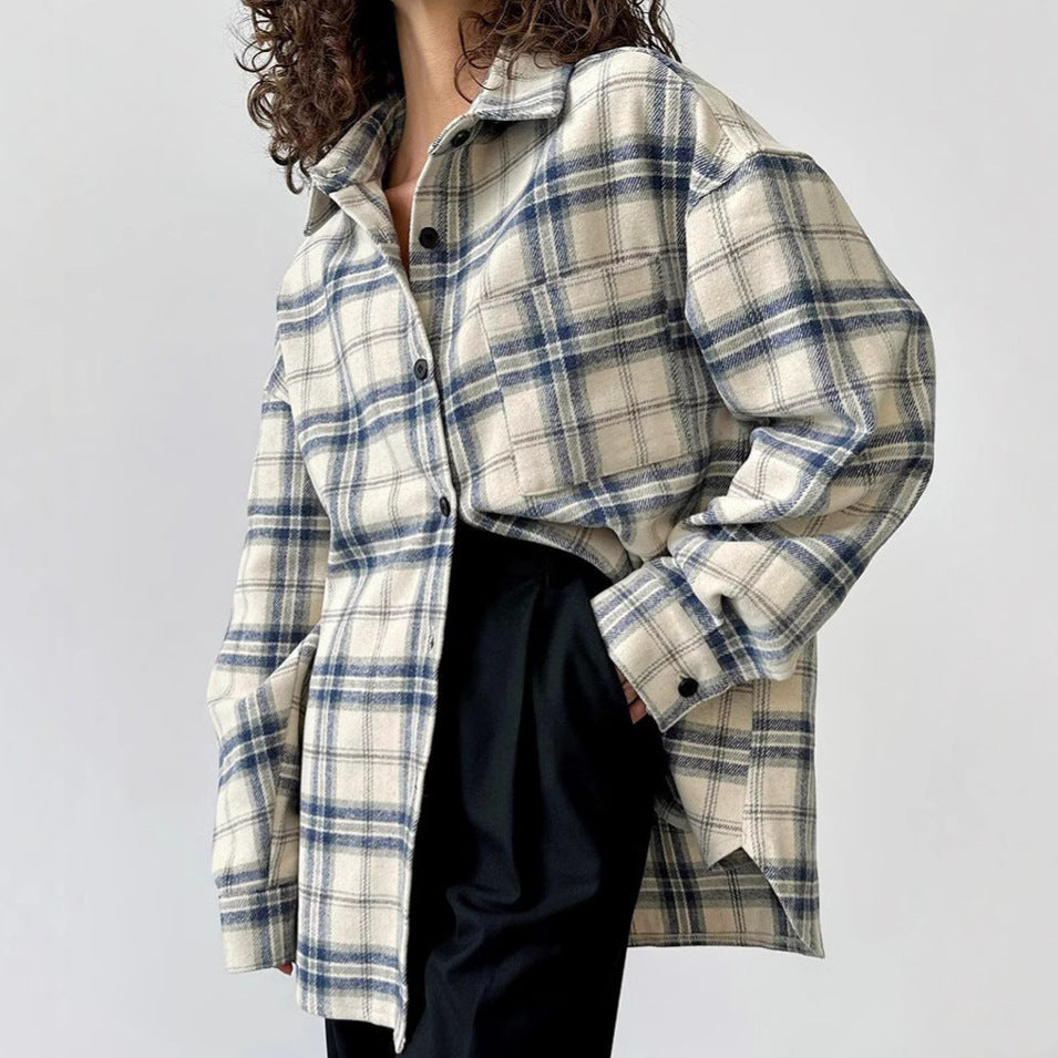 Loose Plaid Long Sleeve Shirt