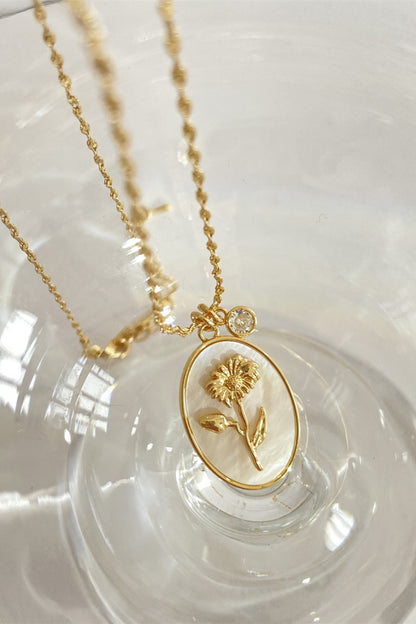 14K gold plated pendant necklaces with feminine floral design