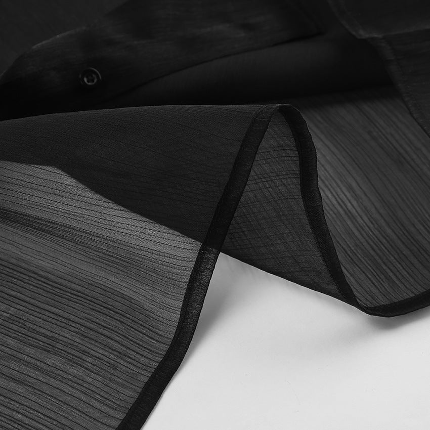 See-through Black Gauzy Shirt