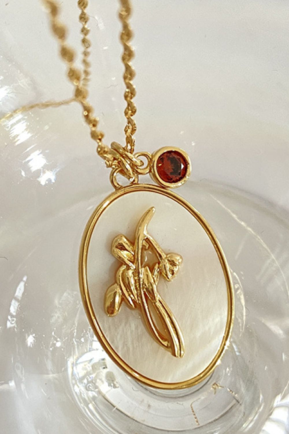 14K gold plated pendant necklaces with feminine floral nature-inspired design
