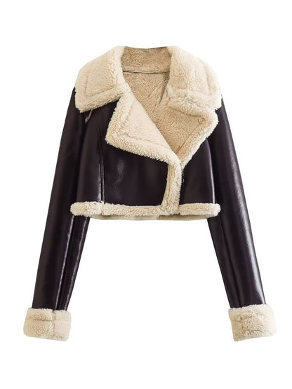Short Faux Motorcycle  Coat