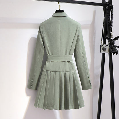 Suit Collar Pleated Dress