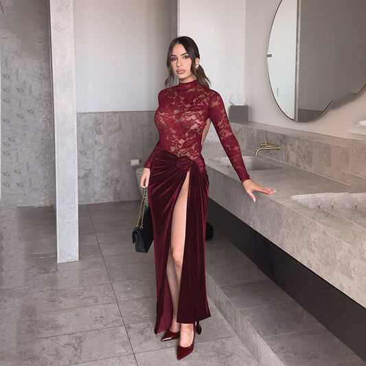 Lace Velvet Dress