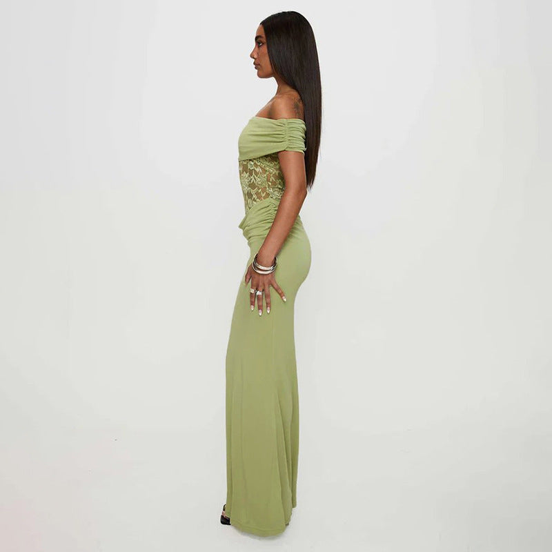 Off-the-shoulder Lace Long Dress