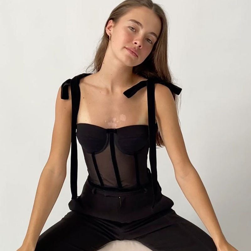 See-through Fitted Waist Top