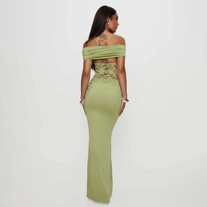 Off-the-shoulder Lace Long Dress