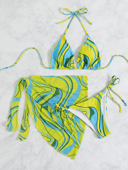 Halter Backless Bikini Three Piece