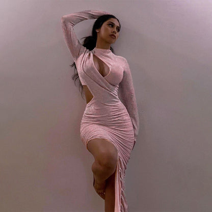 Hollow Folds Irregular Dress