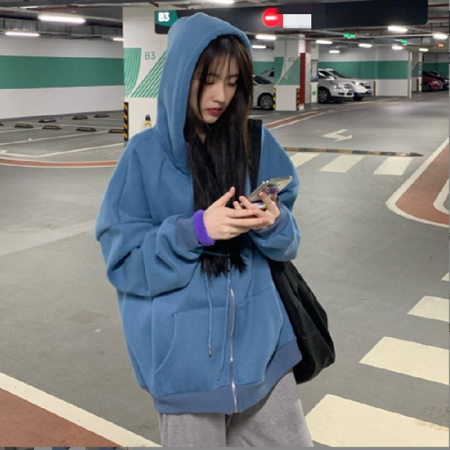 Loose Fleece Zipper Hoodie