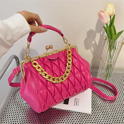 Textured Pleated Floral Detail Bag