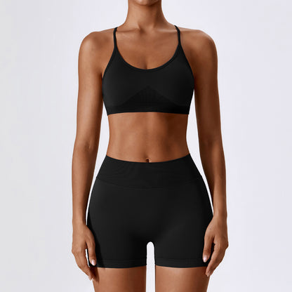 Seamless Strap Back Shorts Set