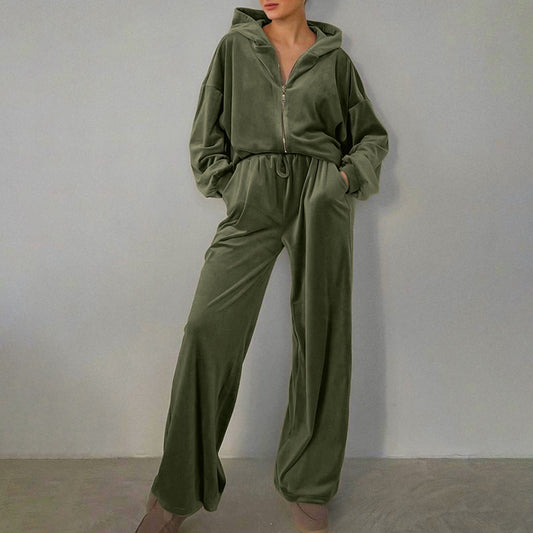 Velvet Hooded Pant Set