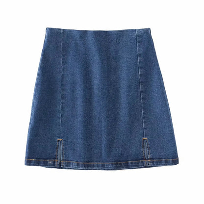 Slit Denim Skirt