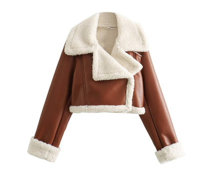 Short Faux Motorcycle  Coat