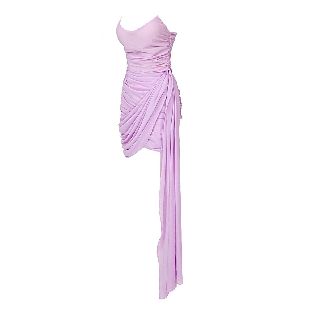 Hip-wrapped Draped Dress