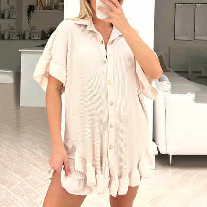 Pleated Loose Casual Shorts Set
