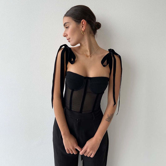 See-through Fitted Waist Top