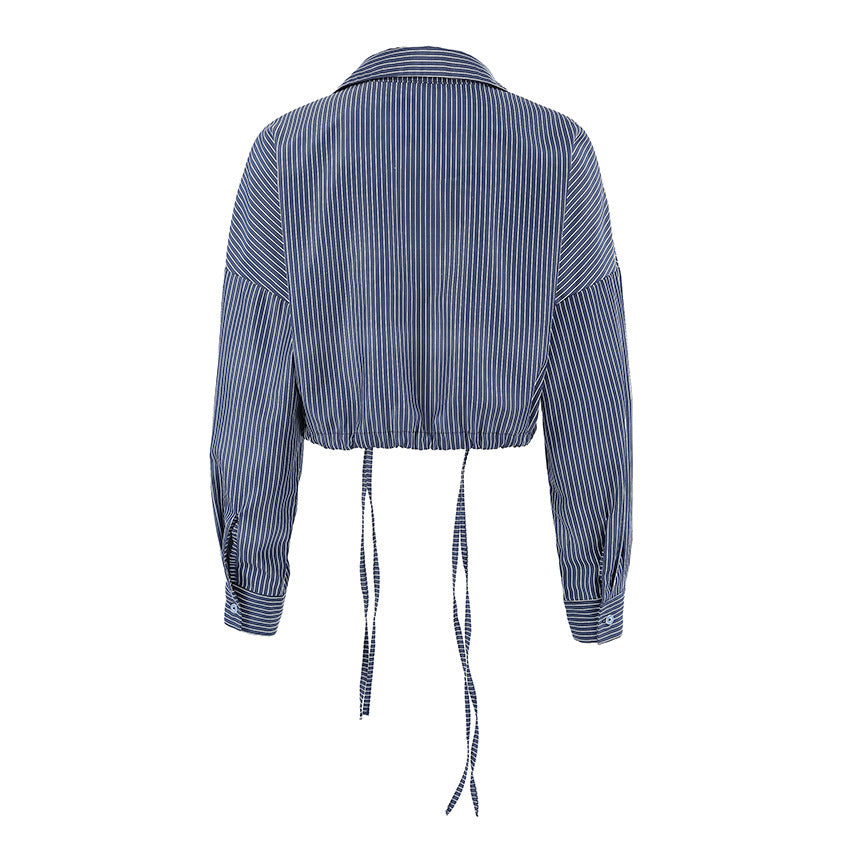 Long Sleeve Cropped Striped Shirt