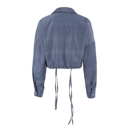 Long Sleeve Cropped Striped Shirt