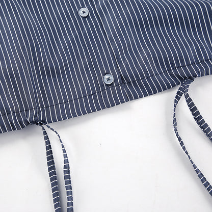 Long Sleeve Cropped Striped Shirt