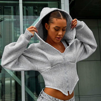 Corset Style Zipper Hoodie