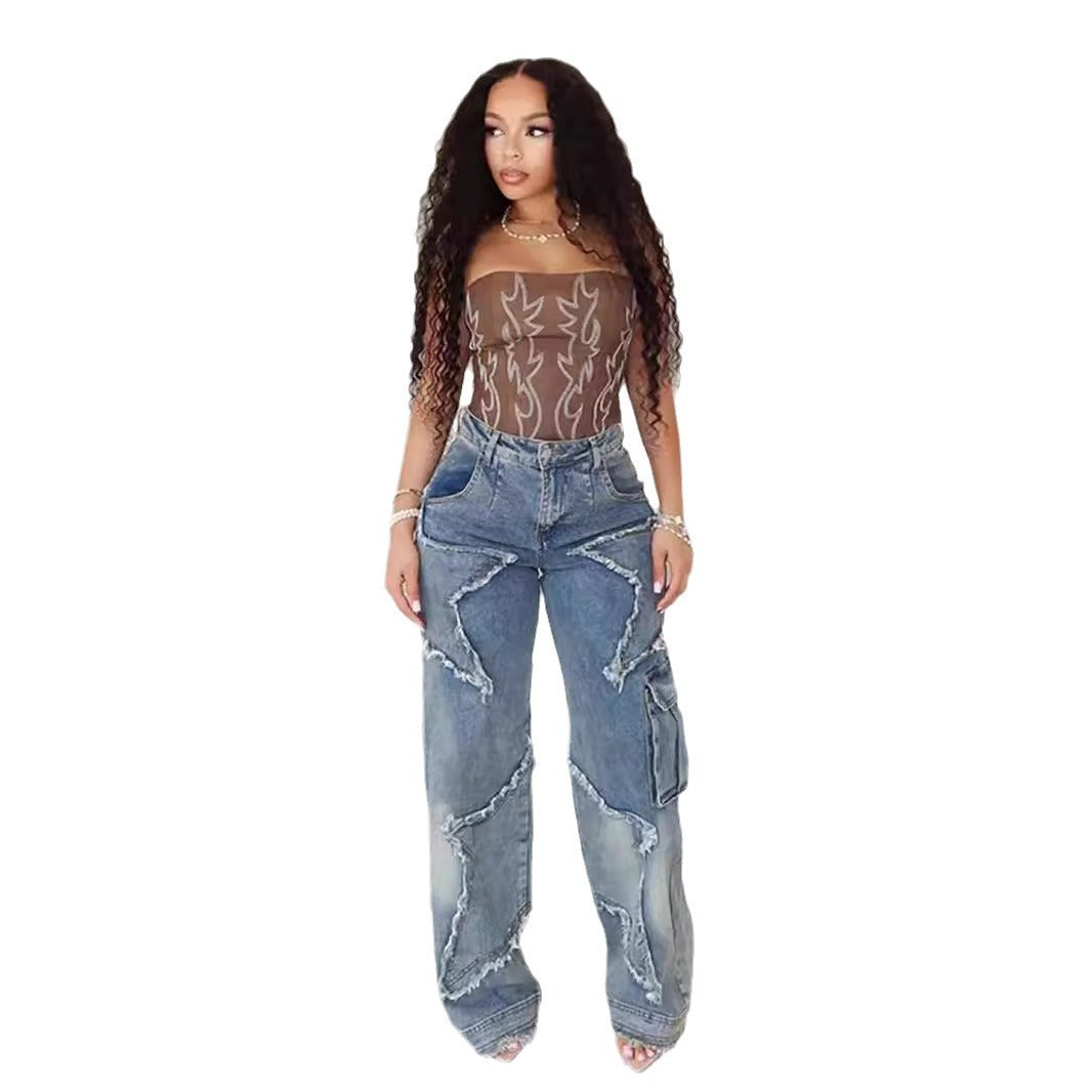 Fringed Burr Loose Straight Pants