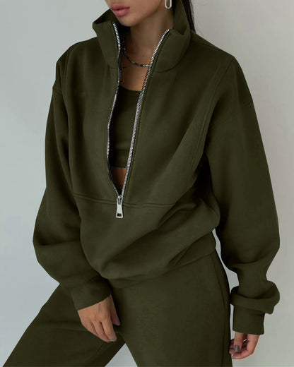 Stand Collar Zip Up Set
