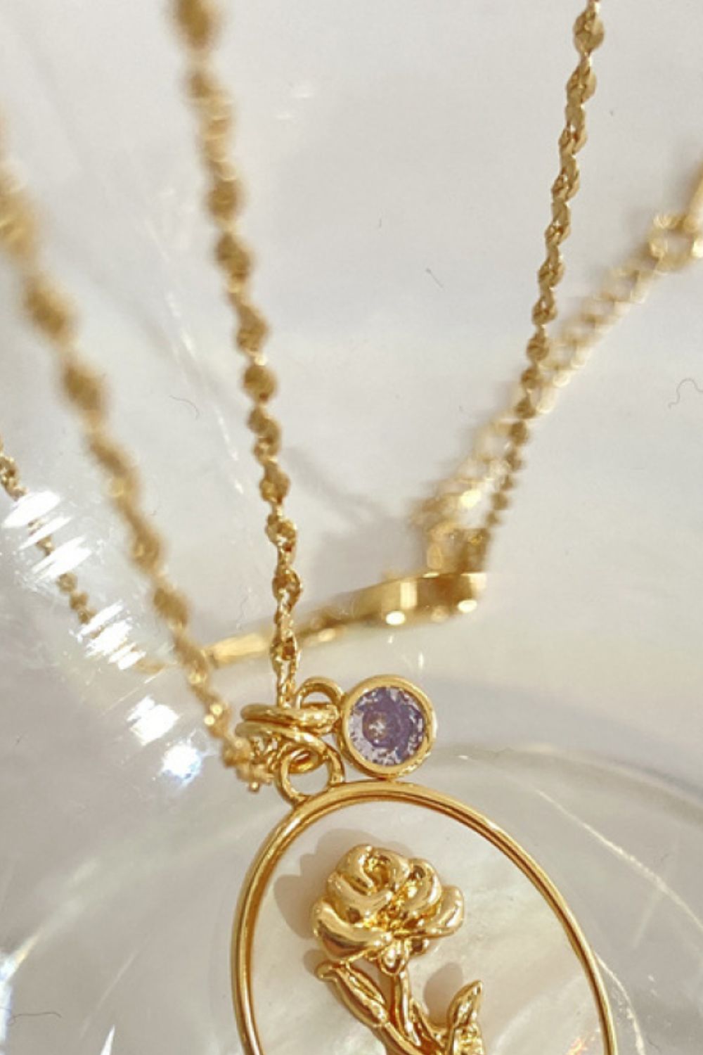 14K gold plated pendant necklaces with feminine floral design