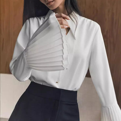 Pleated Sleeve Hollow-out Top