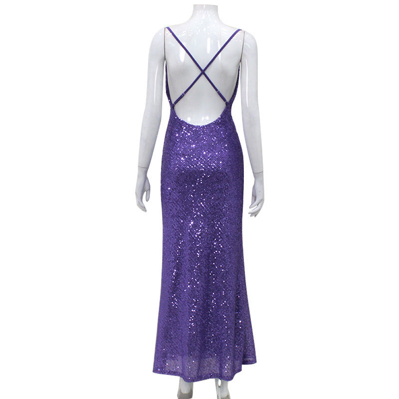 Low Cut Sequined Dress