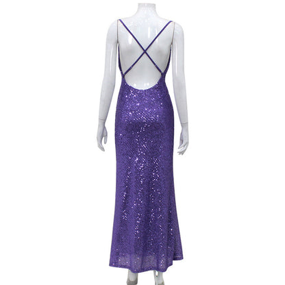 Low Cut Sequined Dress