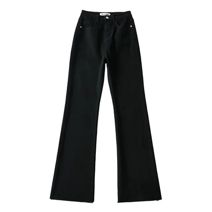 Raw Edge High Waist Flared Denim
